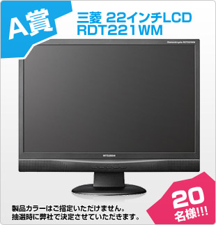 A賞 三菱22インチLCD RDT221WM 20名様！