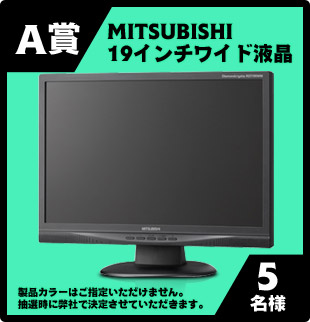 A賞 : 三菱 19インチワイド液晶 5名様