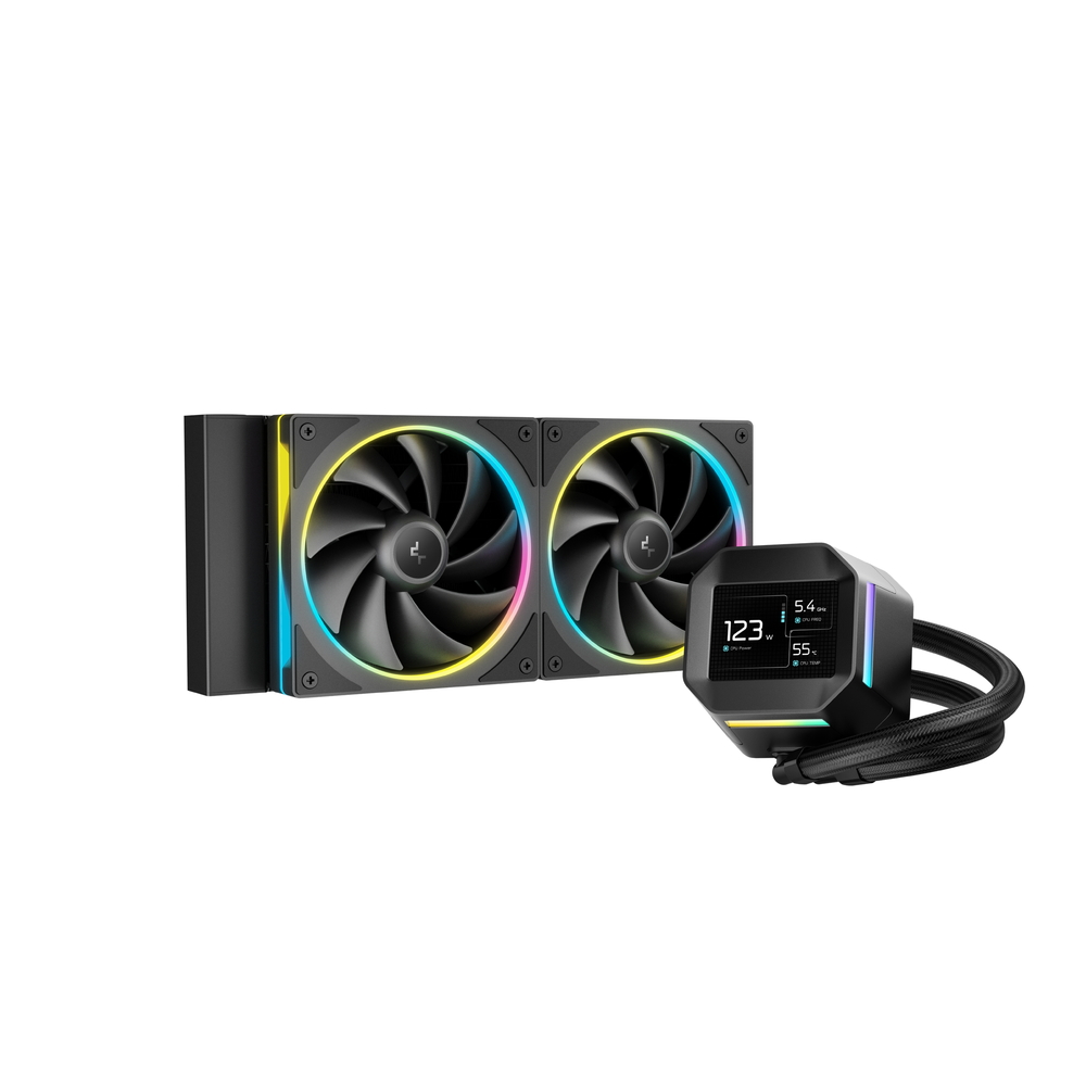 LM240 WH 水冷クーラー 2ファン Deepcool LM240 WH 2.4インチ液晶搭載 高性能簡易水冷クーラー